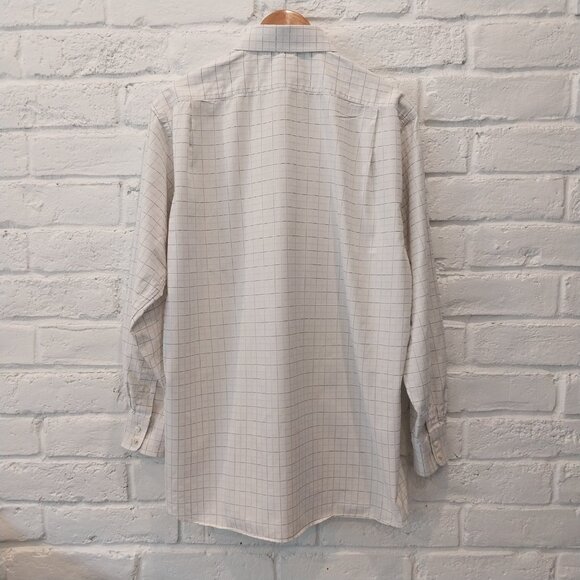 Burberry Dress Shirt Men 16.5 35 White Black Striped Long Sleeve Plaid Button Up - Picture 3 of 14